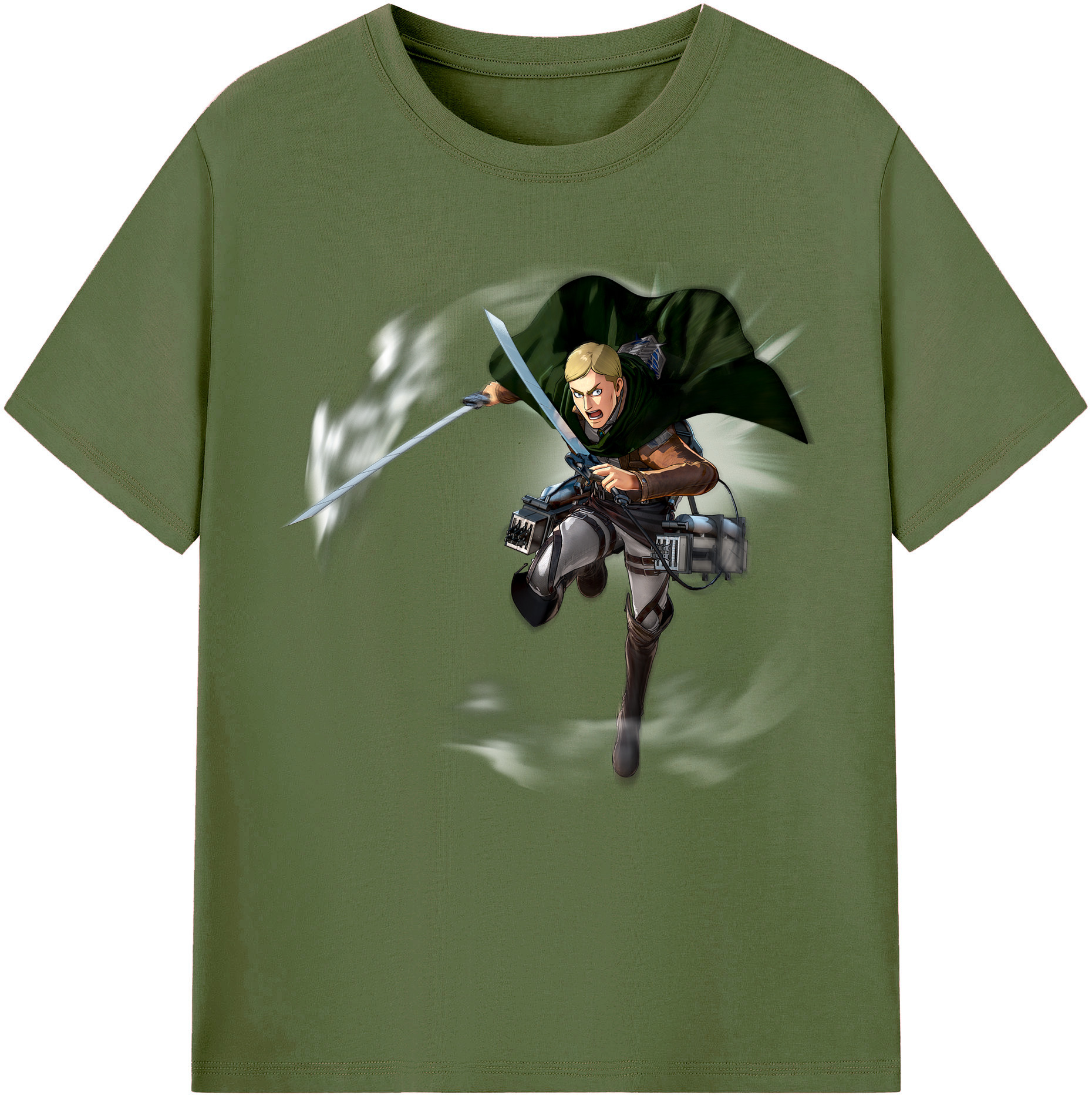 （画像用） 進撃の巨人 エルヴィン・スミス Attack on Titan Erwin Smith 綿100％半袖Tシャツ（フロントプリント）